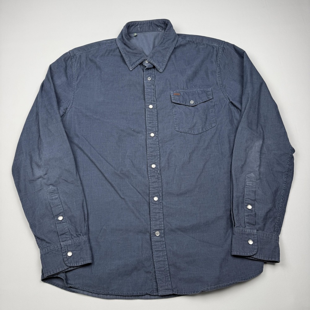 Criquet Corduroy Pearl Snap Shirt Mens XL Blue Corduroy Long Sleeve Button Up